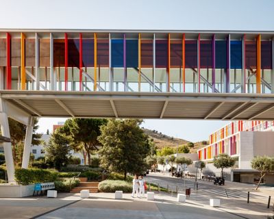 colorful facade of a hospital building