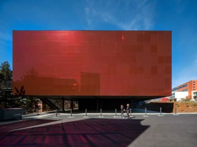 red colored facade