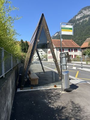 bus stop with glass partitions