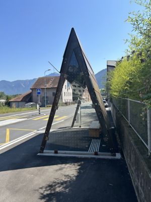 bus stop with glass partitions