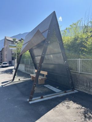 bus stop with glass partitions