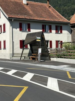bus stop with glass partitions