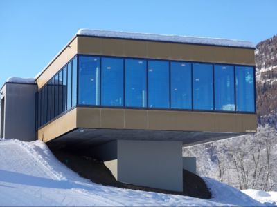 panoramic windows of a building