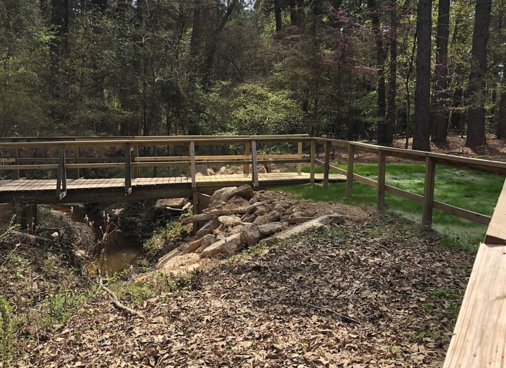 Wood bridge and decking at the Eastman nature trails 