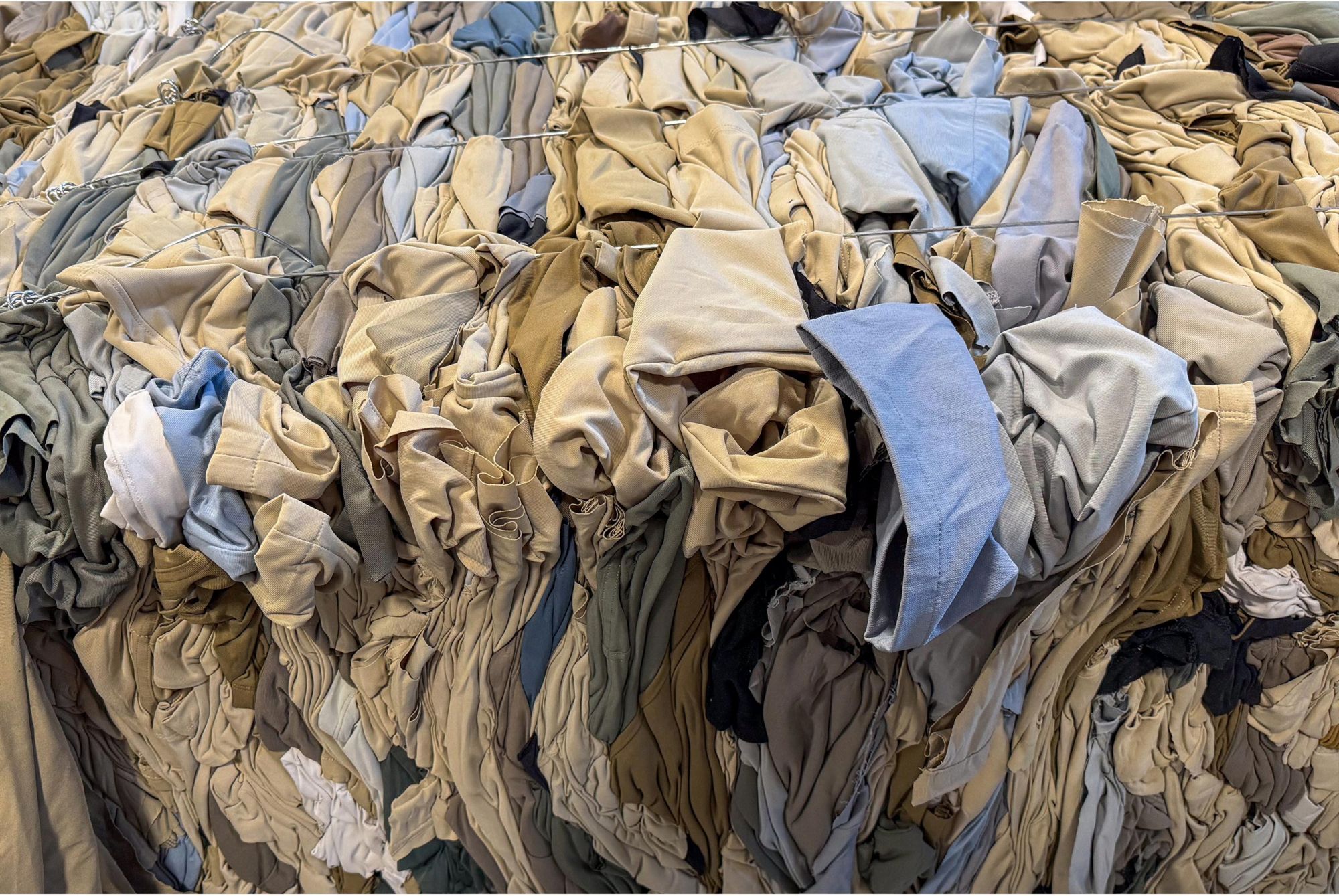 Apparel waste is bundled for pre-processing 