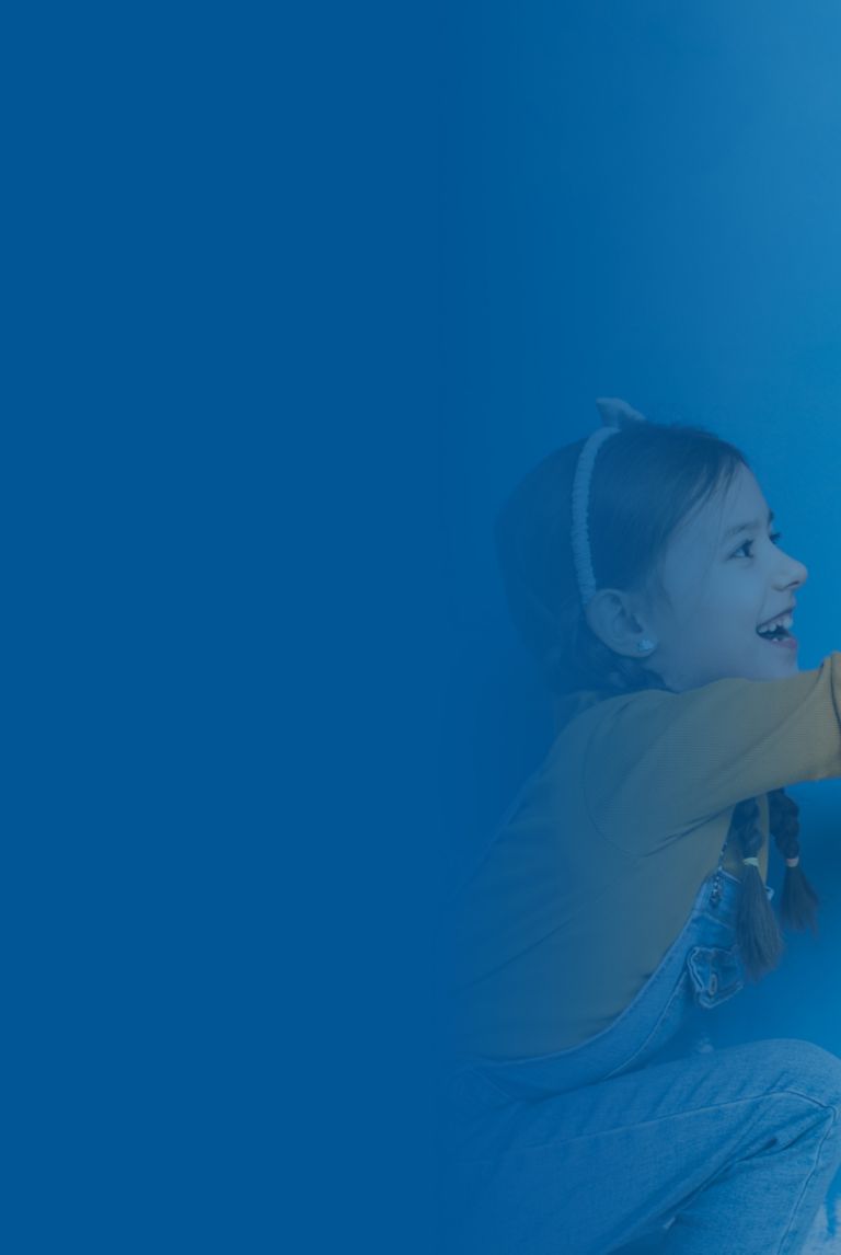 Blue banner fade over a picture of  a mother and daughter enjoying together while painting wall. 