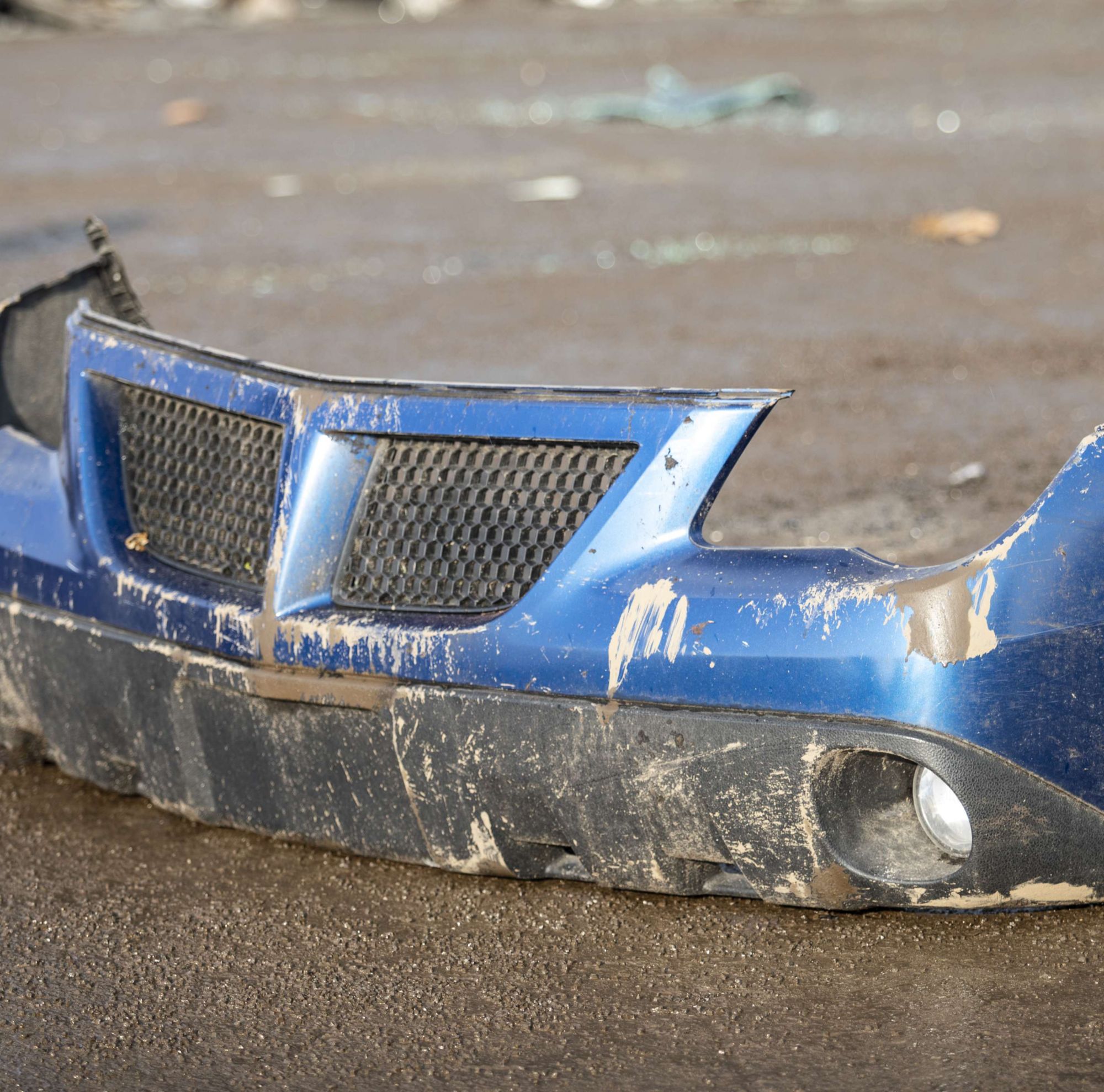 Automotive blue plastic waste. 