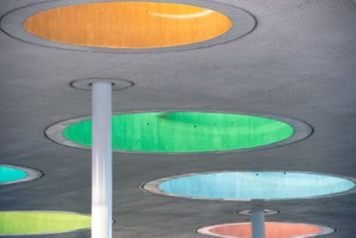 colorful circles in a ceiling of the round installation