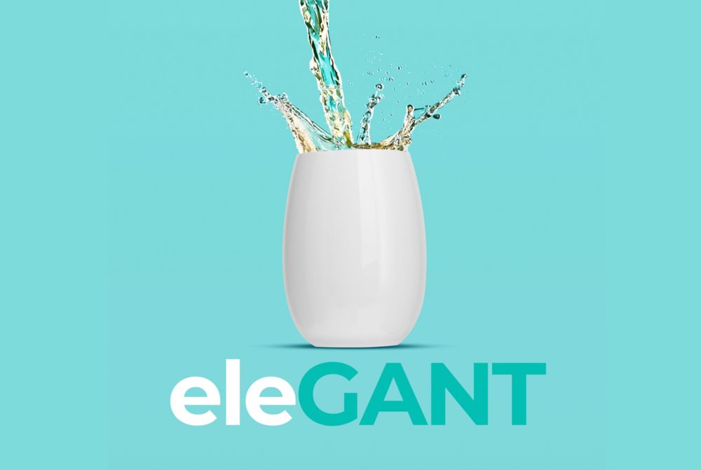  Rowdy Crowd beer schooner filled with beer; the overlaid text reads “elegant.”    