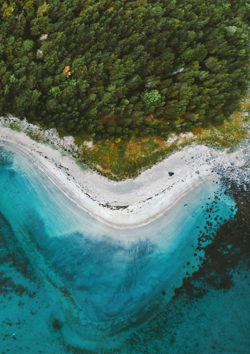 Blue waves wash onto a beach. 