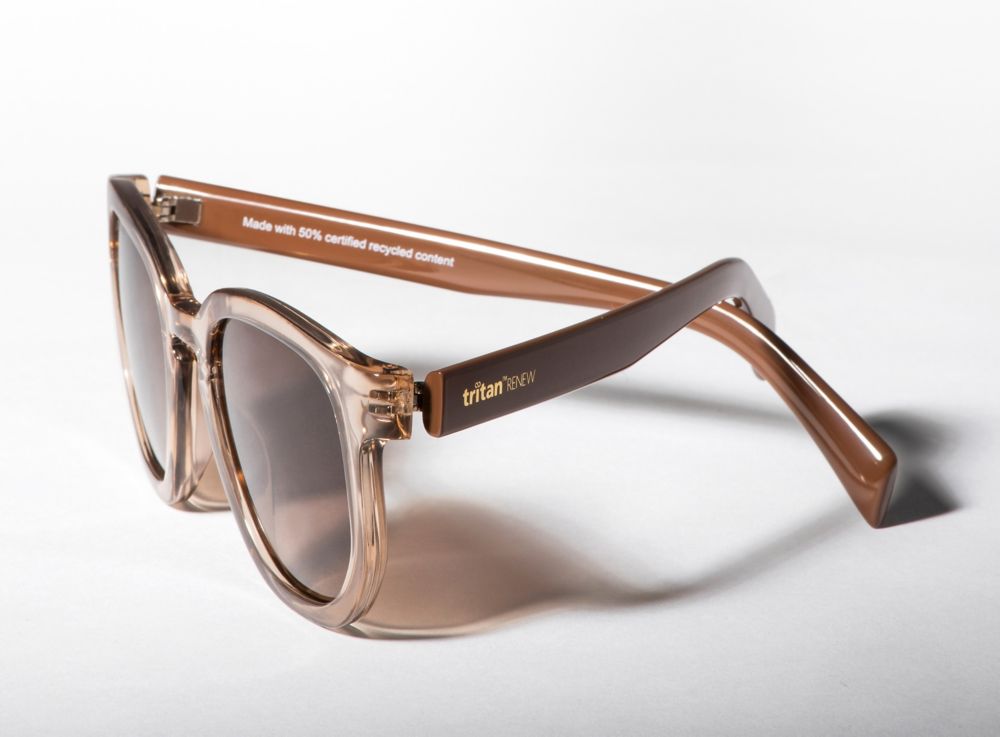 Brown Tritan frames partially folded.  