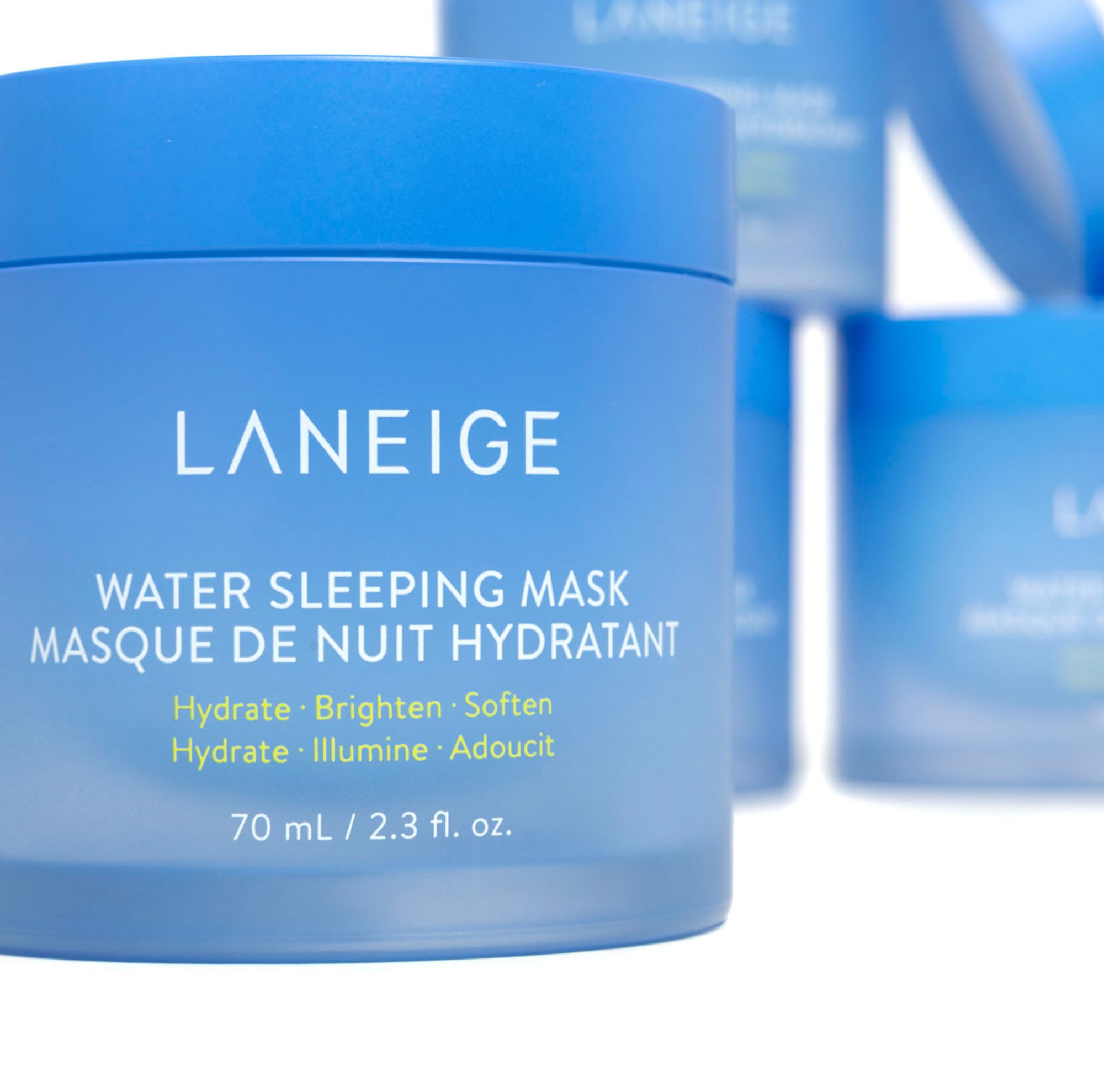 Close-up of a blue cosmetic jar 