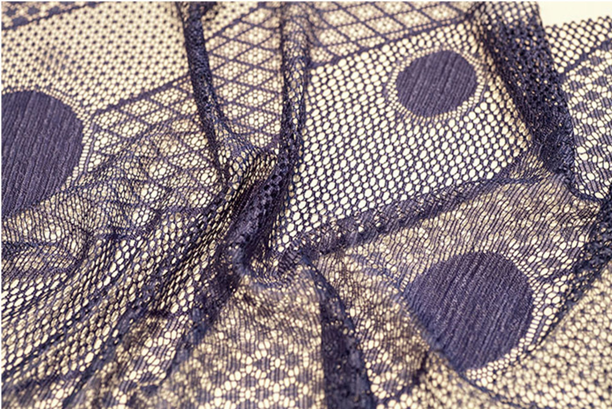 Closeup blue patterned lace 
