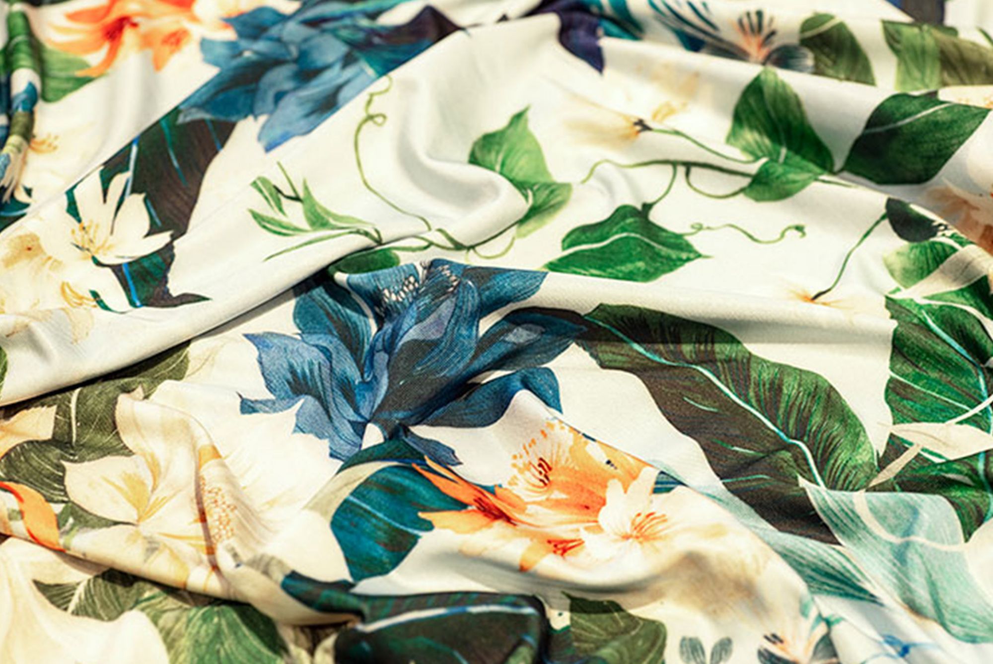 Closeup floral print jersey cloth 