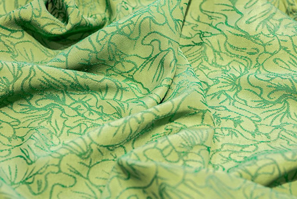 Closeup green jacquard print cloth. 