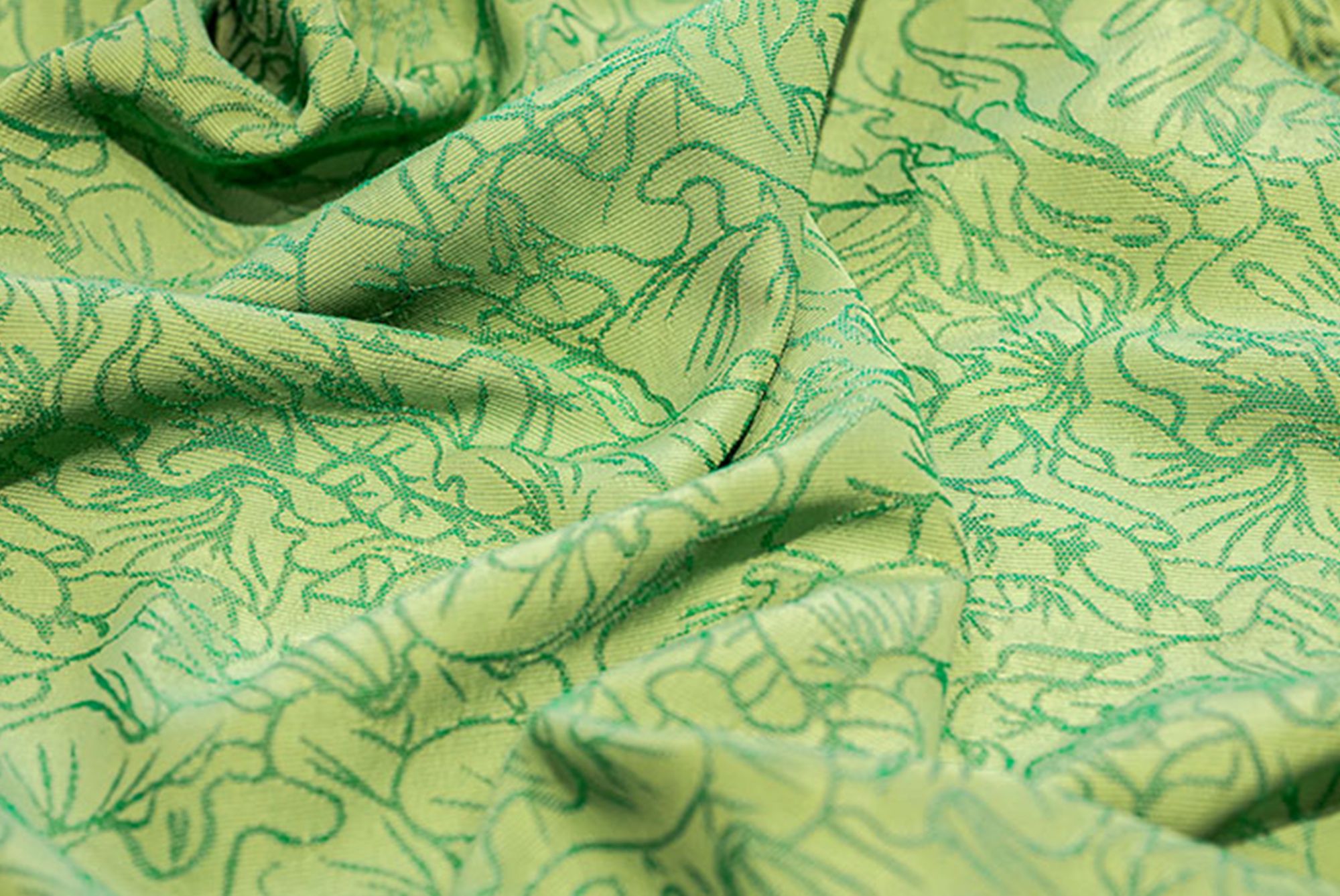 Closeup green jacquard print cloth 