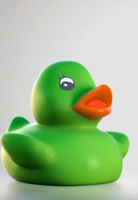 Closeup of rubber duckling toy