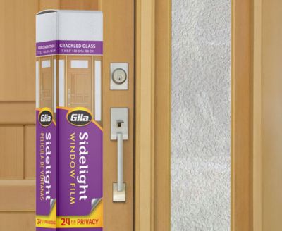 Gila Crackled Glass Sidelight Window Film on a front door sidelight.