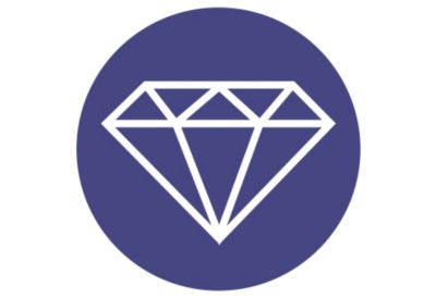 Diamond icon indicating clarity of Eastman Cristal Renew for cosmetic packaging. 