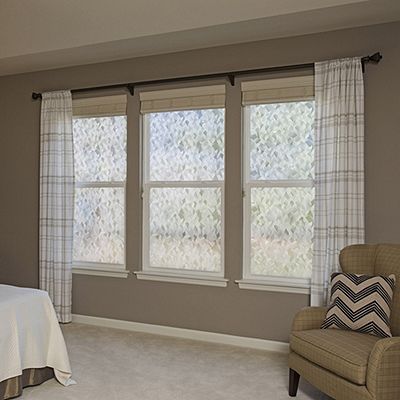 Interior view of Gila® Crystal Decorative Window Film in bedroom