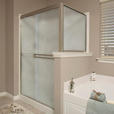 Gila® Dusted Swirl Decorative Window Film on shower doors