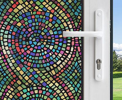 Gila® Spiral Mosaic Decorative Window Film on sliding glass door
