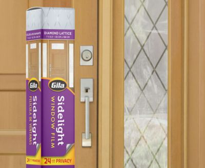 Gila Diamond Lattice Sidelight Window Film on a front door sidelight.