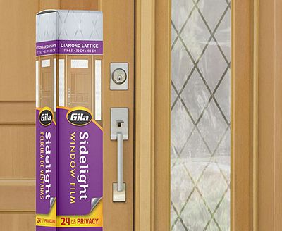 Gila Diamond Lattice Sidelight Window Film on a front door sidelight.