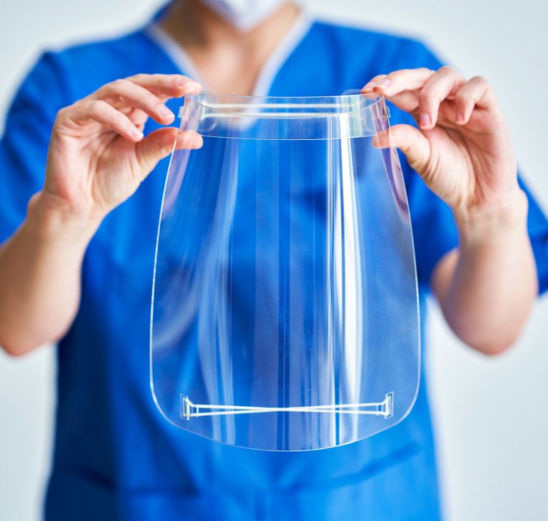 Doctor with a medical face shield 