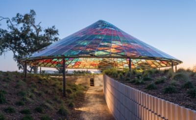 colorful ceiling made of glass