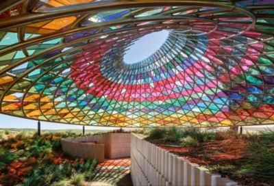 colorful ceiling made of glass