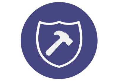 Hammer within a shield indicating clarity of Eastman Cristal Renew for cosmetic packaging.  