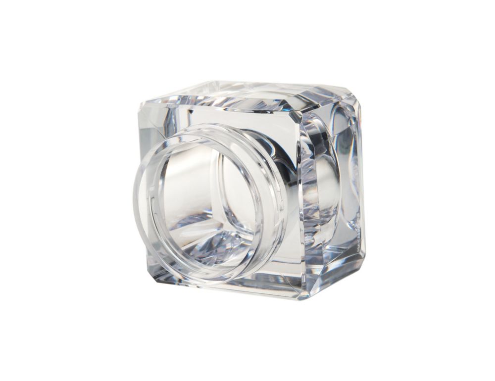 A clear cosmetic jar made of Eastman Cristal One Renew. 