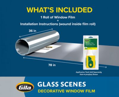 Product contents graphic detailing the 36 in by 78 in film roll and instructions.