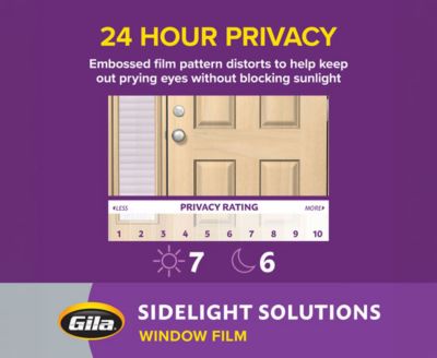 Gila Faux Shades Sidelight Window Film offers 24-hour privacy.