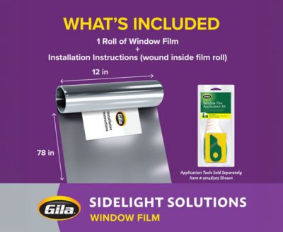 Gila Faux Shades Sidelight Window Film kit and installation contents.