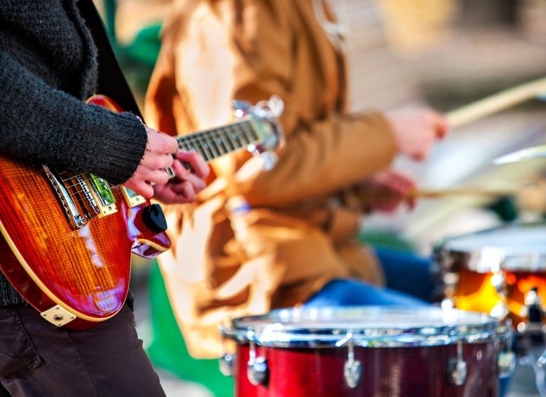 A band playing on a festival 