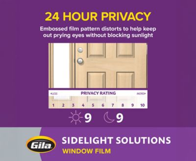 Gila Frosted Glass Sidelight Window Film offers 24-hour privacy.