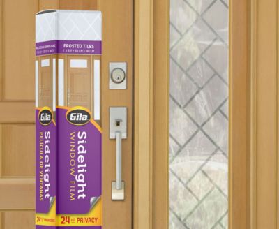 Gila Frosted Tiles Sidelight Window Film on a front door sidelight.