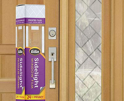 Gila Frosted Tiles Sidelight Window Film on a front door sidelight.
