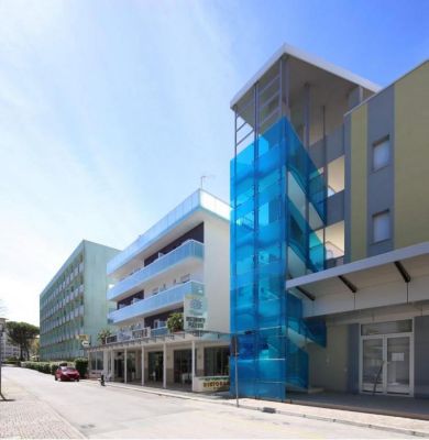 blue glass stairs