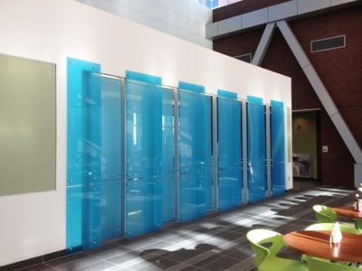 blue glass wall