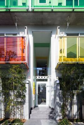 building with colorful balcony