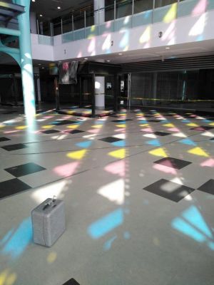 colorful reflections inside of the building