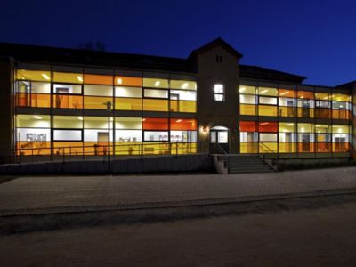colored glass installation