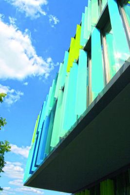 green colored facade