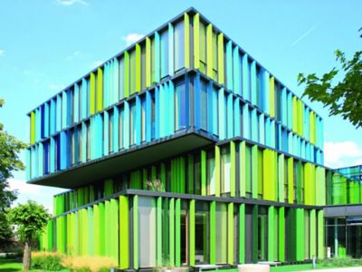 green colored facade
