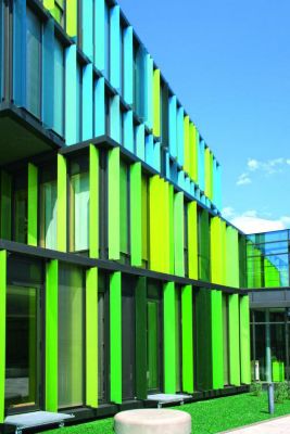 green colored facade