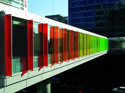colorful glass facades walls