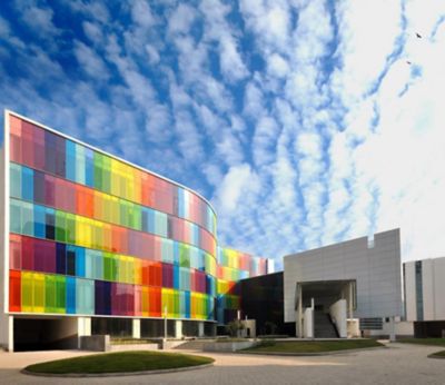 colorful facade of an institute building